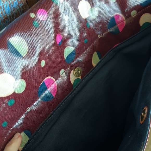 Fossil Burgundy Total Eclipse Coated Canvas Crossbody Laptop Tote Bag - Picture 6 of 8